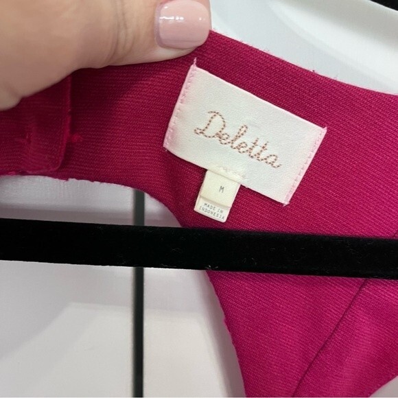 Anthropologie Deletta Pink Lace Dress Open Cutout Back Fit & Flare Sz. Medium - Picture 6 of 8